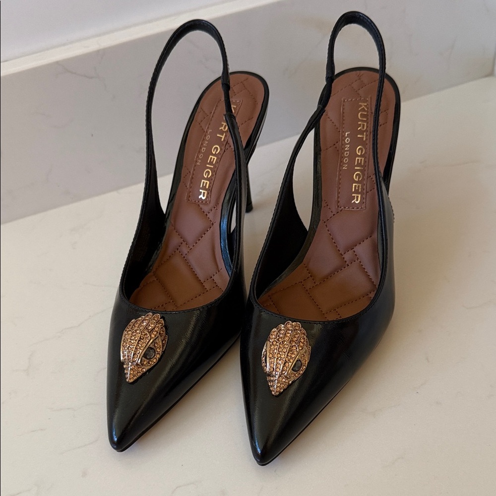 Kurt Geiger Black Heels with Gold Embellishment